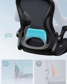 SONGMICS ergonomikus irodai szék, forgatható hálós íróasztali szék, fekete