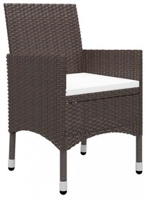 3 részes barna polyrattan és edzett üveg bisztrószett
