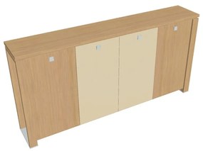 Verno+ S közepes gardrób 260 x 46 x 130 cm, kombinált ajtó, világos tölgy / vanília