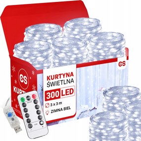 Fényfüggöny Led Lámpák x 300 Karácsonyi Ablakdísz Girland 3x3
