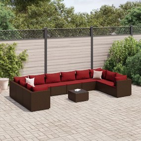 vidaXL 11 részes barna polyrattan kerti bútorszett párnákkal