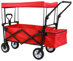 Összecsukható kocsi tetővel, húzható-tolható, piros