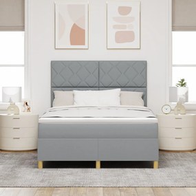 Box Spring Ágy Matraccal &amp; LED Fény Szürke 140x200 cm Szövet