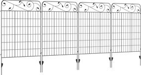 Outsunny 4 részes Kerti Kerítés 3,52 x 1,1 m Dekoratív Rács Kerítés Huzal Háló Kerthez, Erkélyhez, Fém, Fekete | Aosom