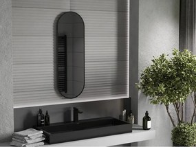 Mexen Loft ovális fürdőszobai tükör 100 x 35 cm, fekete keret - 9851-100-035-000-70