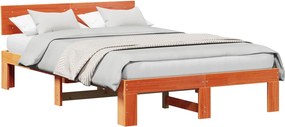vidaXL Ágykeret fejtámlával Faggyú barna 120 x 200 cm Tömör fenyőfa