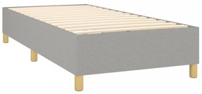 világosszürke szövet rugós és LED-es ágy matraccal 90x200 cm