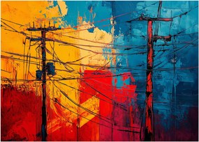 Üveg kép - Absztrakt elektromos vezetékek (70x50 cm)