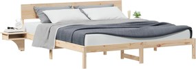 vidaXL Ágykeret fejtámlával Barna 200 x 200 cm Tömör fenyőfa