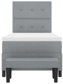 Box Spring Ágy Mattal és Padja Világosszürke 100x200 cm Szövet