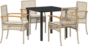 vidaXL Kert étkező szett 5 pcs Bézs polirattan