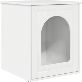 vidaXL Macska Ház Fényes Fehér 53 x 52 x 62 cm Faanyag