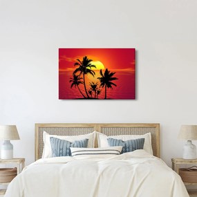 Egy sziget sziluettjének képe pálmafákkal (90x60 cm)