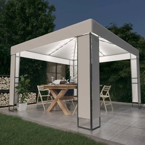 fehér dupla tetős pavilon LED fényfüzérrel 3 x 3 m
