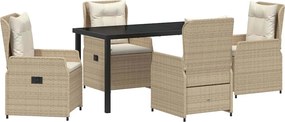 vidaXL Kert étkező szett 5 pcs Beige és Világosszürke polirattan