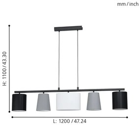 Eglo 98588 - Csillár zsinóron ALMEIDA 5xE14/25W/230V