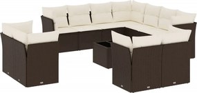vidaXL 12 részes barna polyrattan kerti ülőgarnitúra párnákkal