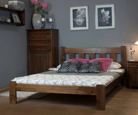 AMI nábytek Fenyőfa ágy Brita 90x200 cm, dió színben