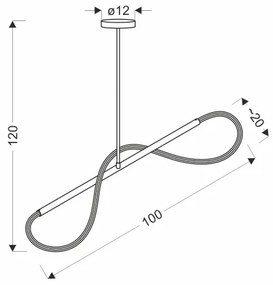 LED csillár kábelen SUPREME LED/22W/230V 100 cm aranyszínű
