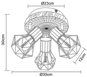 Globo 54017W-3 - Spotlámpa PRISKA 3xE27/60W/230V
