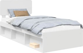 vidaXL Ágykeret fejtámlával Fehér 75 x 190 cm Tömör fenyőfa