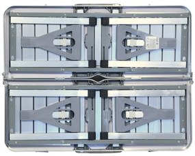 Összecsukható kempingasztal székekkel fehér/króm