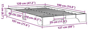 Ágykeret Természetes Tömör fenyő 120 x 200 cm Tartós Négyzetes