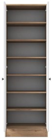 Fehér-natúr színű ruhásszekrény diófa dekorral 60x183 cm Theresa – Kalune Design