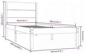 tömör fenyőfa ágy matrac nélkül 90 x 200 cm