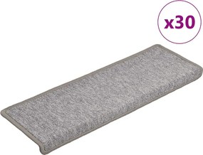 vidaXL 30 db világosszürke lépcsőszőnyeg, téglalap alakú széllel, 65 x 21 x 4 cm