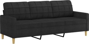 vidaXL 3 személyes fekete szövetkanapé 180 cm