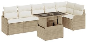 7 részes kertibútor szett párnákkal Bézs Poli Rattan, 2 személyes kertibútor párnákkal Bézs Poli Rattan