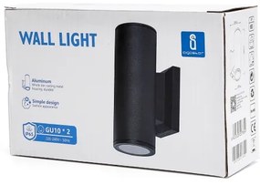 Aigostar - Kültéri fali lámpa 2xGU10/230V fekete IP65 kerek