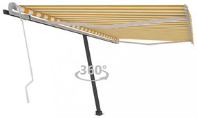 sárga-fehér kézzel kihúzható póznás napellenző 450 x 350 cm
