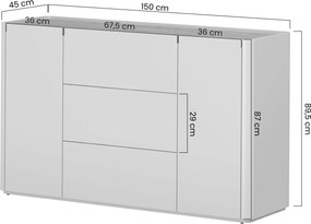 Elivo komód 150 cm fiókokkal - eukaliptusz / baltic dune tölgy