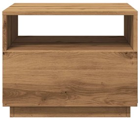 kézműves tölgyszínű dohányzóasztal LED-lámpákkal 50x49x40 cm