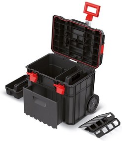 Bőrönd A kerekekkel, 51 cm, rekesszel és rendszerezővel, fekete