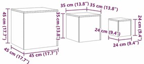 3 db barna tölgy szerelt fa kisasztal