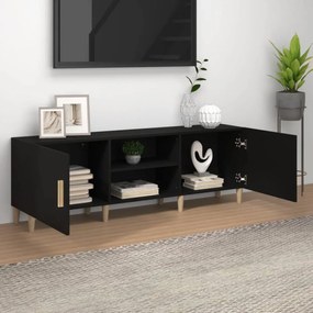 fekete szerelt fa TV-szekrény 150 x 30 x 50 cm