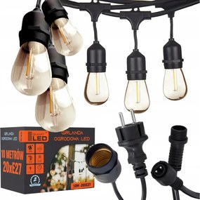 LED kültéri dekorációs fényfüzér 20xE27/1W/230V 11,44 m IP44 fekete