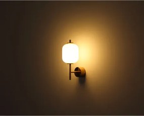Globo 15217W Fali lámpa fém sárgaréz színű, fehér üveg, fényirány: felfelé, SzxM: 135x325mm, Mélység: 185mm, LED 7W 230V, 779lm forrás, 606lm kimenet, 3000K