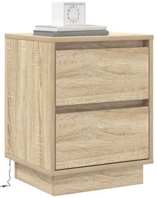 Éjjeli Szekrények LED Fényekkel 2 db Sonoma Tölgy 39x34.5x50 cm