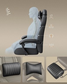 Játékos szék lábtartóval, ergonomikus kialakítással, fekete színben