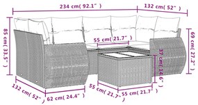 7 részes szürke polyrattan kerti ülőgarnitúra párnákkal
