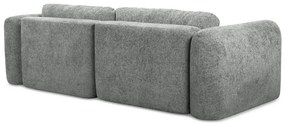 Szürke zsenília kinyitható-tárolóhelyes sarokkanapé (bal oldali-heverő résszel) Mele – Makamii