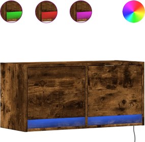 vidaXL füstös tölgy színű fali TV-szekrény LED-ekkel 80x31x35 cm