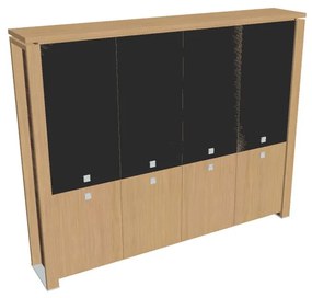Verno+ magas szekrény 260 x 46 x 210 cm, kombinált ajtó, világos tölgy / fekete