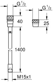 GROHE 46174000 - METALFLEX zuhanytömlő 1500 mm, fényes króm