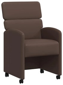 vidaXL Kerekes Étkező Székek 2 pcs Barna 58 x 65 x 98 cm Műbőr