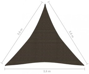 barna HDPE napvitorla 160 g/m² 3,6 x 3,6 x 3,6 m